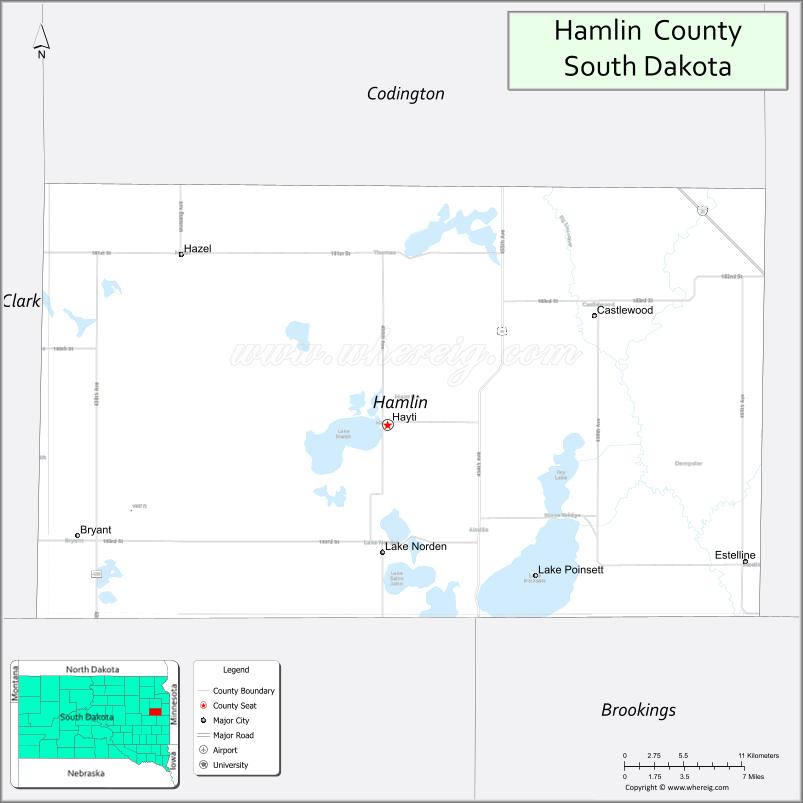 Map of Hamlin County, South Dakota