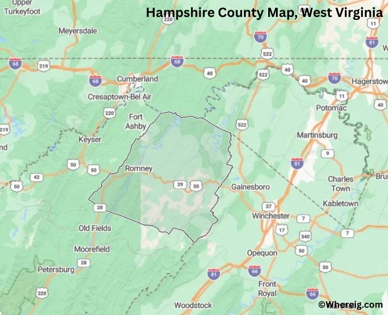 Map of Hampshire County, West Virginia