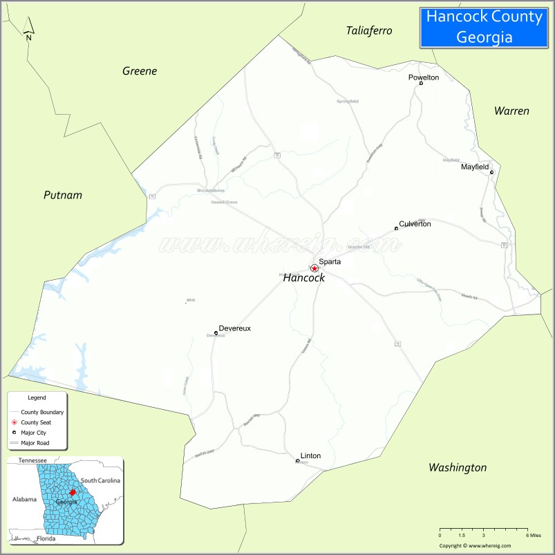 Map of Hancock County, Georgia
