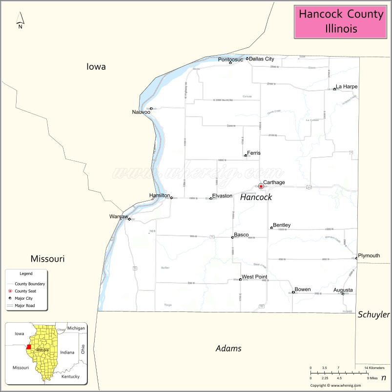 Map of Hancock County, Illinois