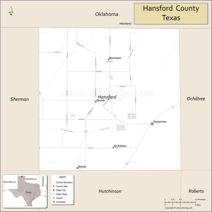 Map of Hansford County, Texas