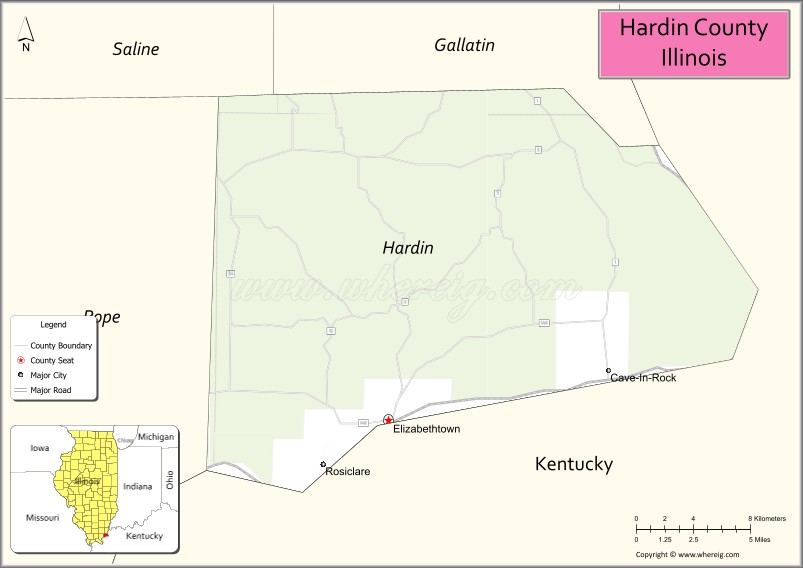 Map of Hardin County, Illinois