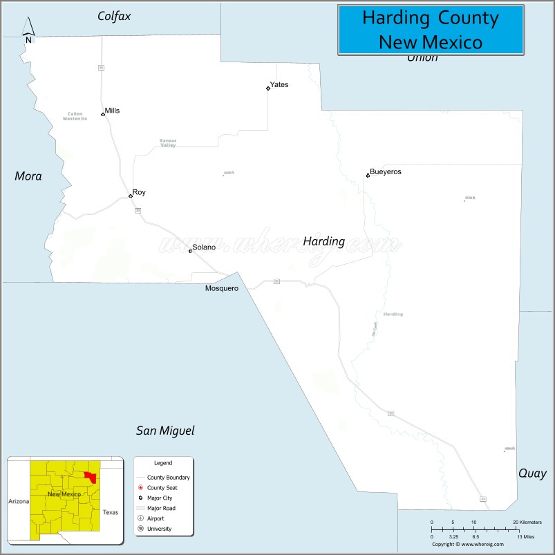 Map of Harding County, New Mexico