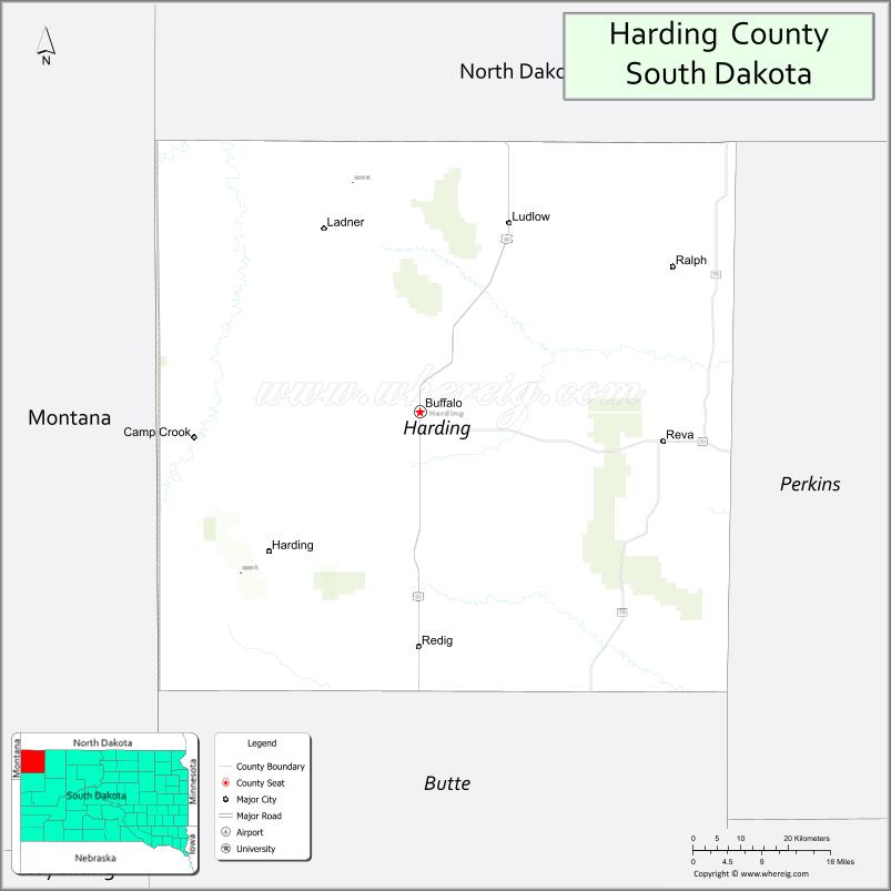 Map of Harding County, South Dakota