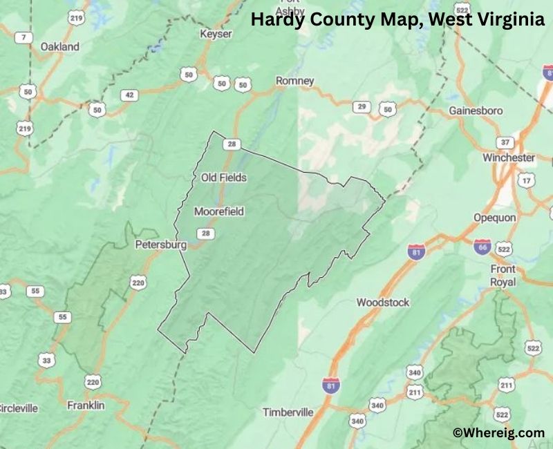 Map of Hardy County, West Virginia