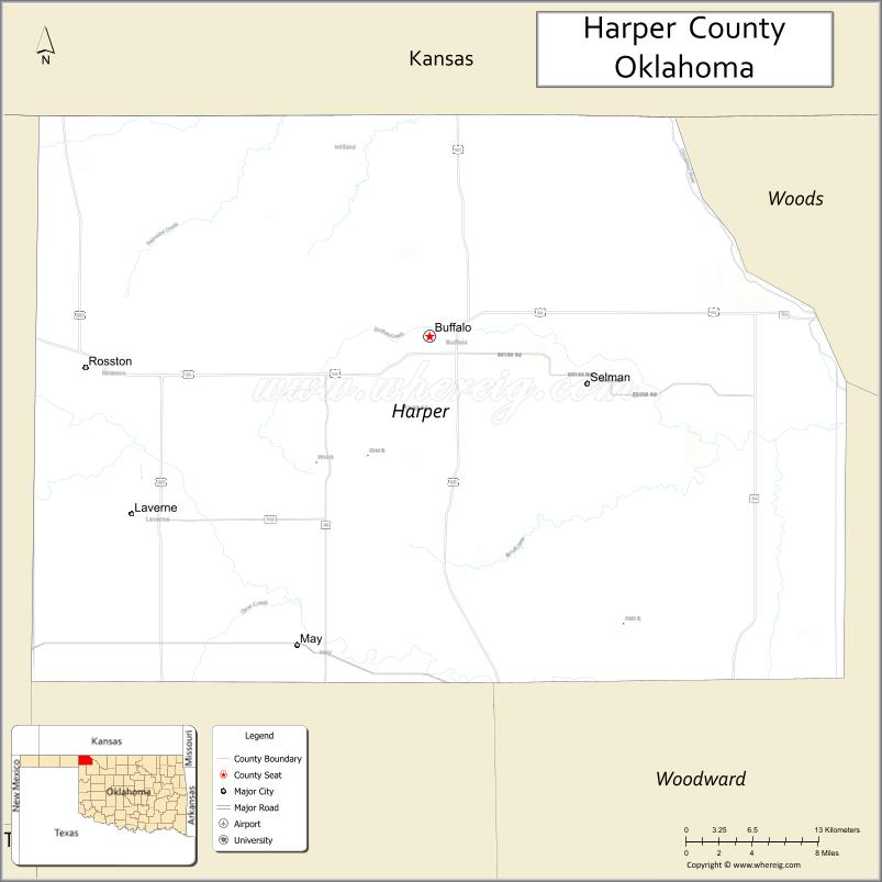 Map of Harper County, Oklahoma