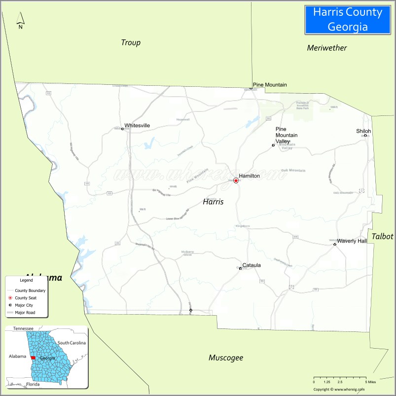 Map of Harris County, Georgia
