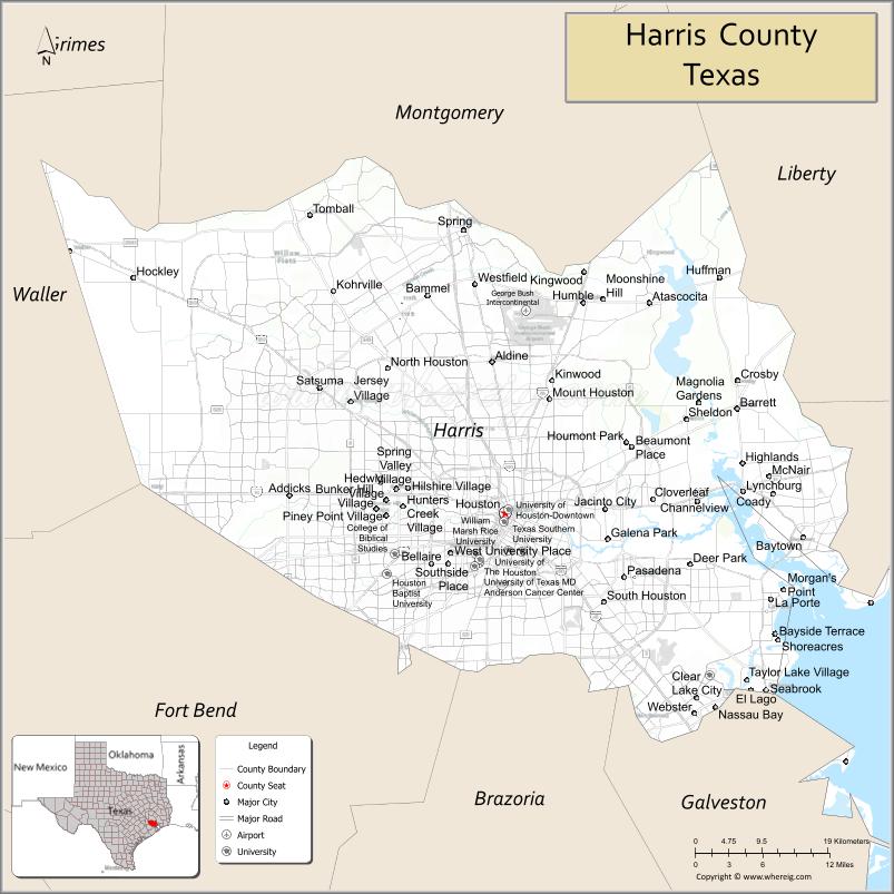 Map of Harris County, Texas