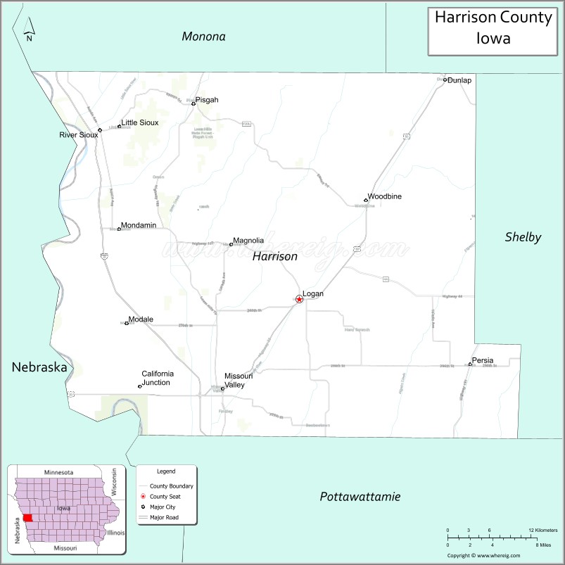 Map of Harrison County, Iowa