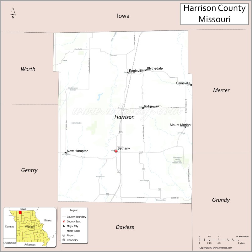 Map of Harrison County, Missouri