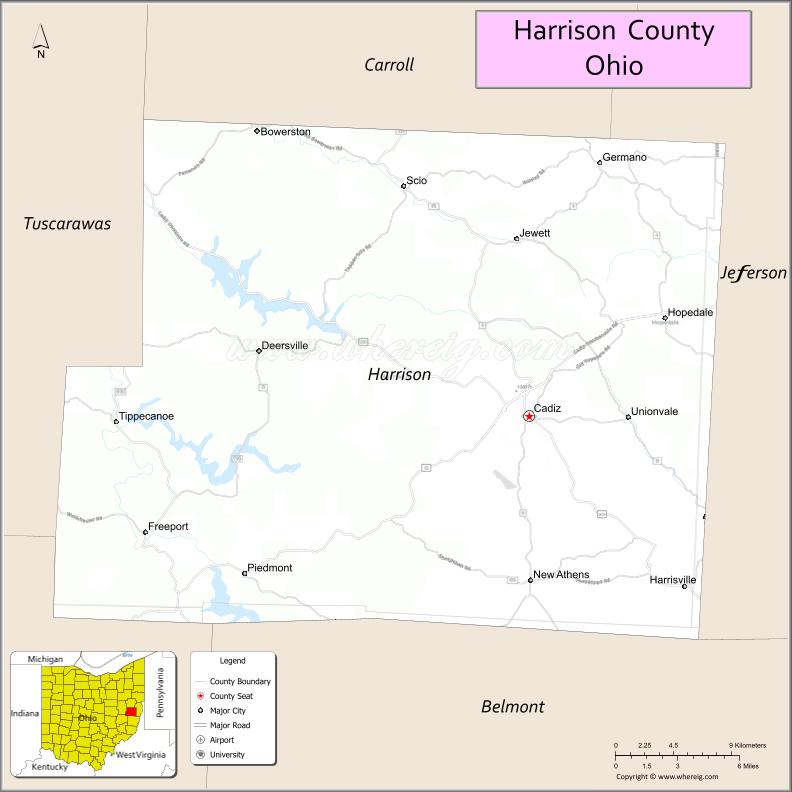 Map of Harrison County, Ohio