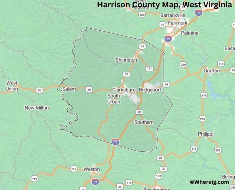 Map of Harrison County, West Virginia