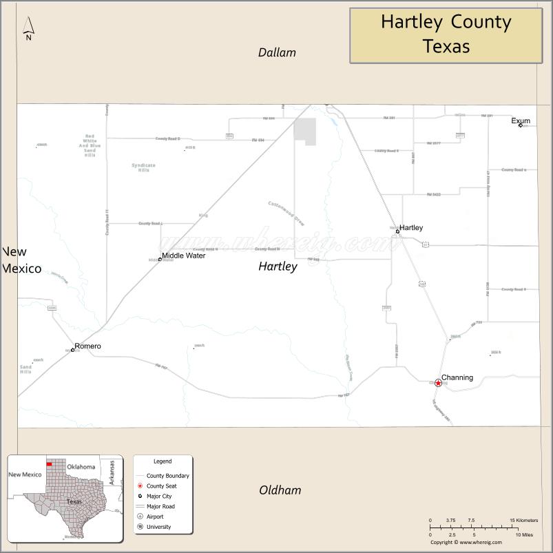 Map of Hartley County, Texas