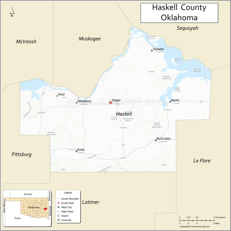 Map of Haskell County, Oklahoma