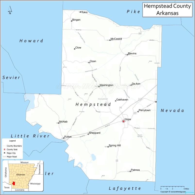 Map of Hempstead County, Arkansas