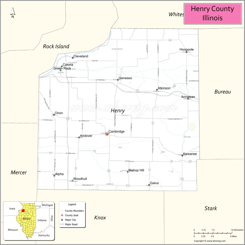 Map of Henry County, Illinois