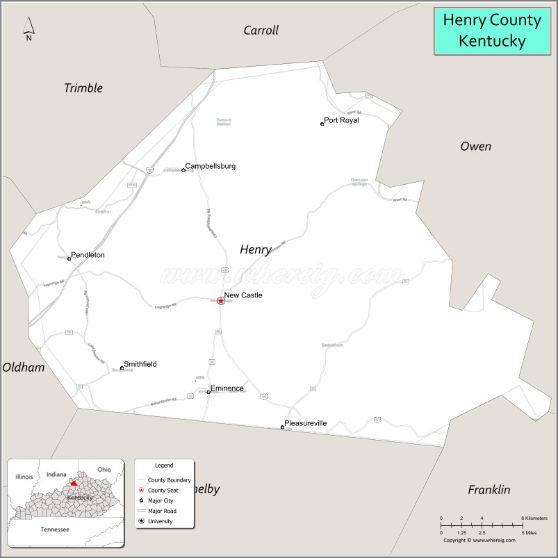 Map of Henry County, Kentucky