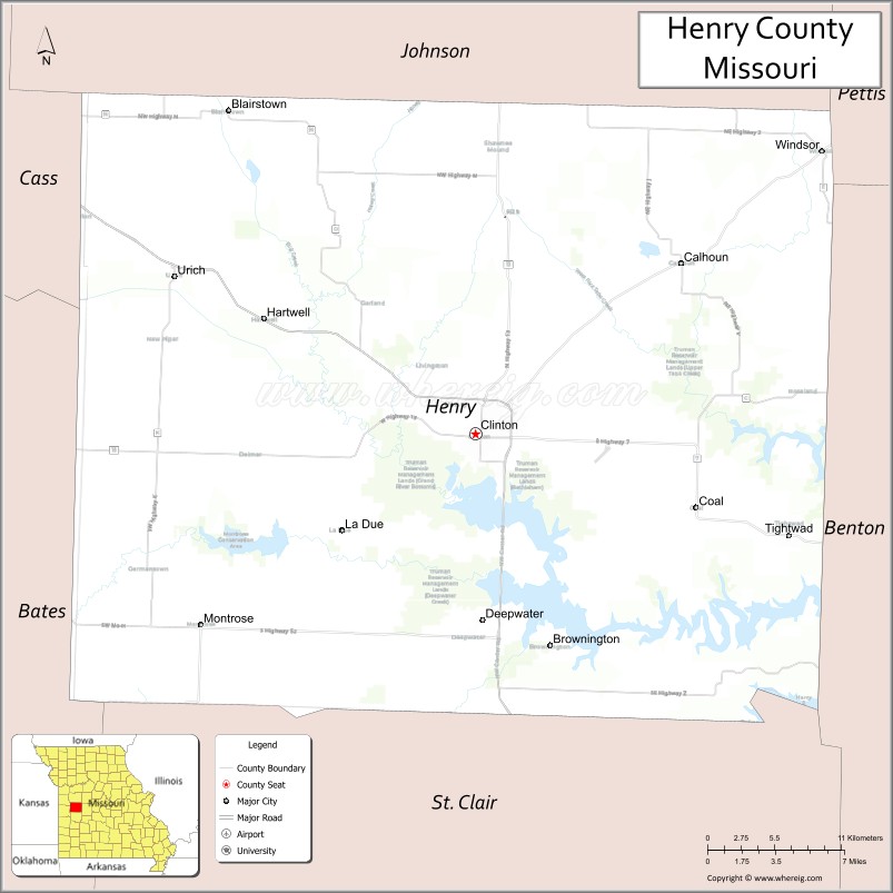 Map of Henry County, Missouri