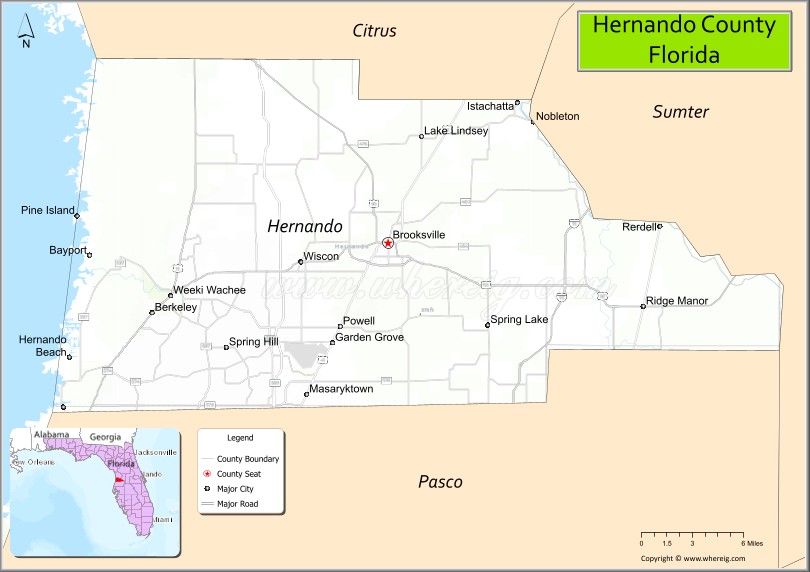 Map of Hernando County, Florida