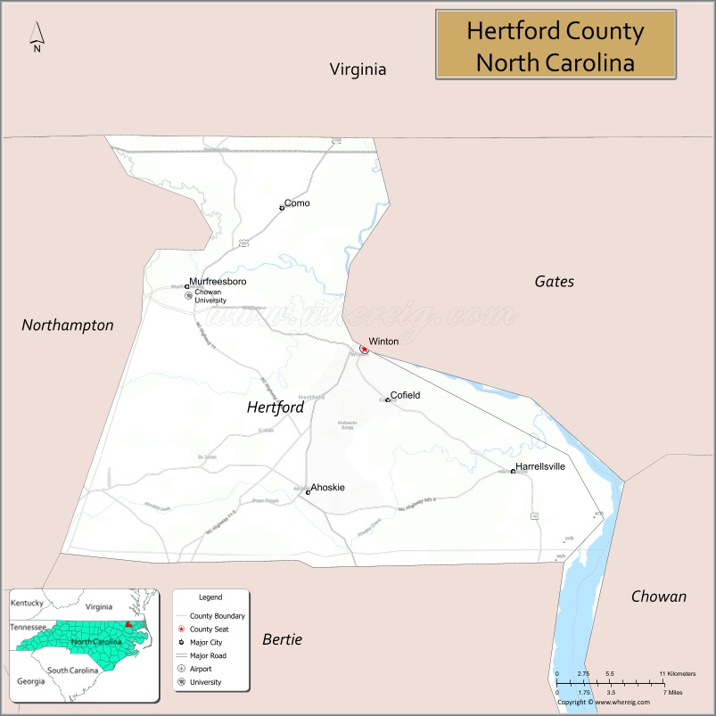 Map of Hertford County, North Carolina