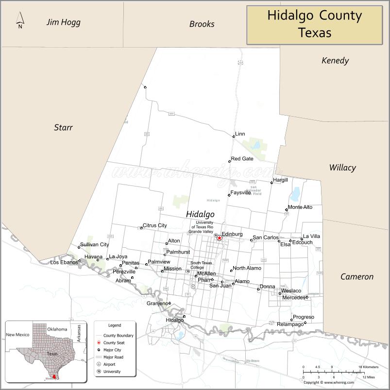 Map of Hidalgo County, Texas