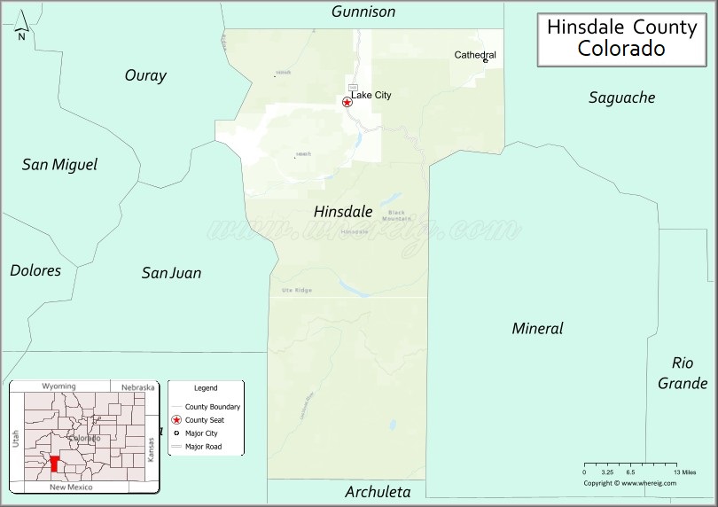 Map of Hinsdale County, Colorado
