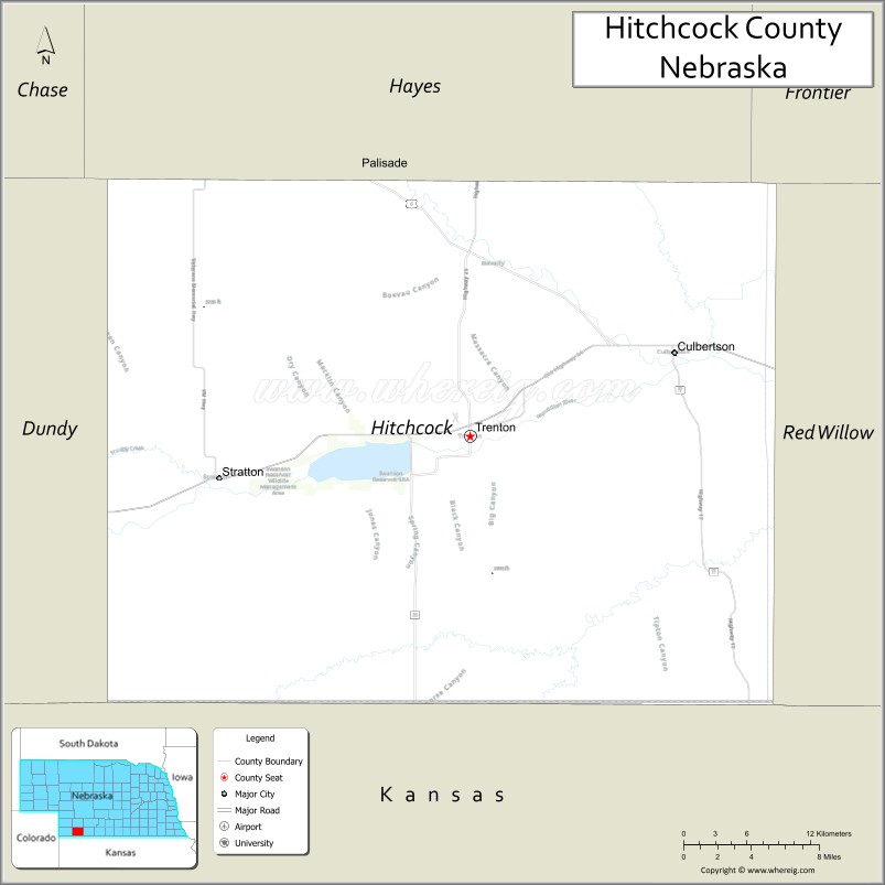 Map of Hitchcock County, Nebraska
