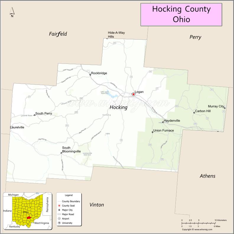 Map of Hocking County, Ohio