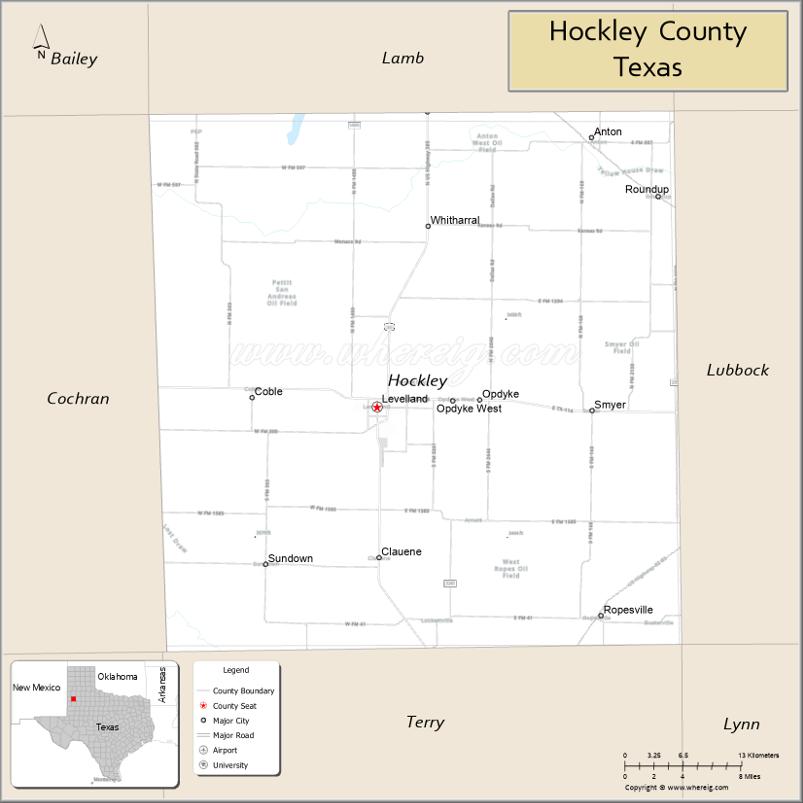 Map of Hockley County, Texas