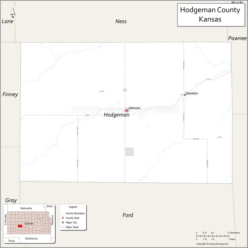 Map of Hodgeman County, Kansas