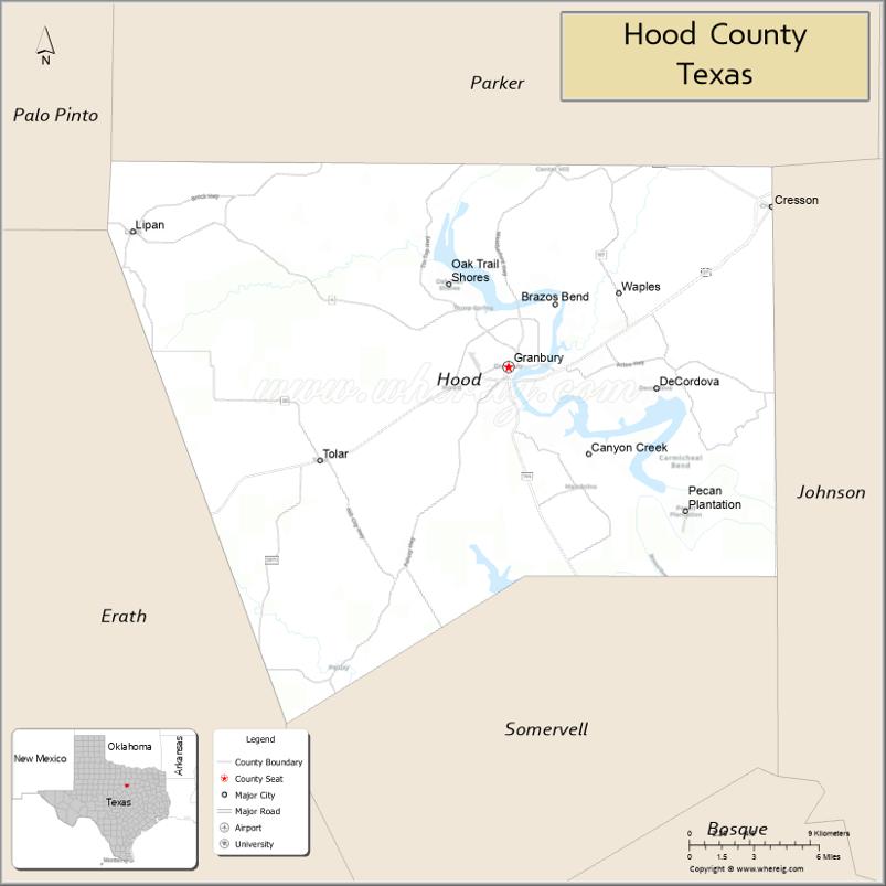 Map of Hood County, Texas