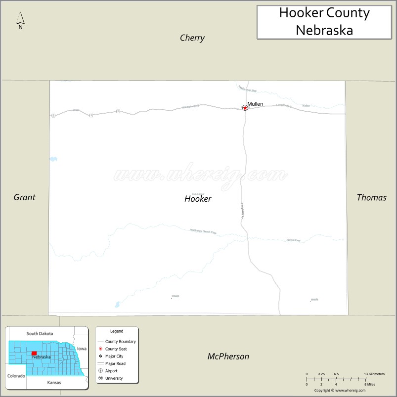 Map of Hooker County, Nebraska