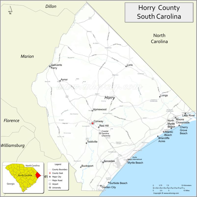 Map of Horry County, South Carolina