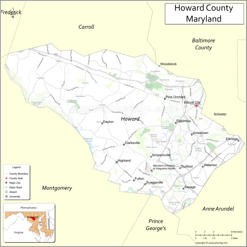 Map of Howard County, Maryland