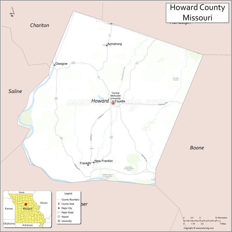 Map of Howard County, Missouri