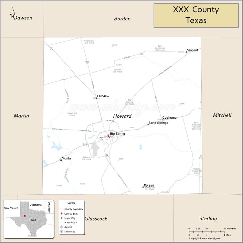 Map of Howard County, Texas
