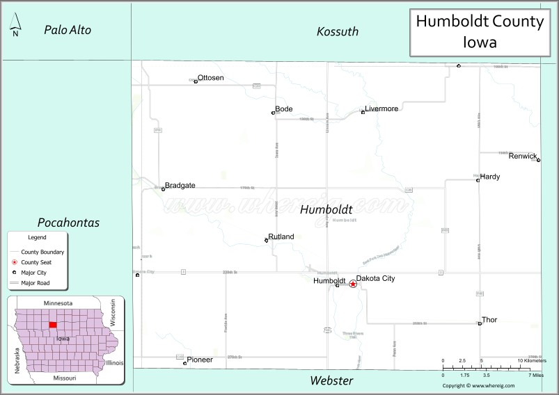 Map of Humboldt County, Iowa