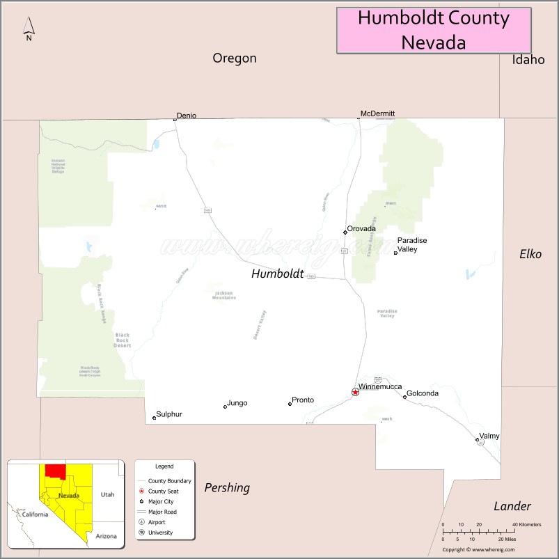 Map of Humboldt County, Nevada