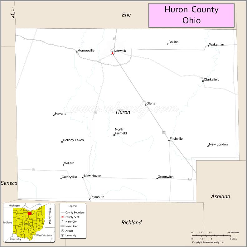 Map of Huron County, Ohio