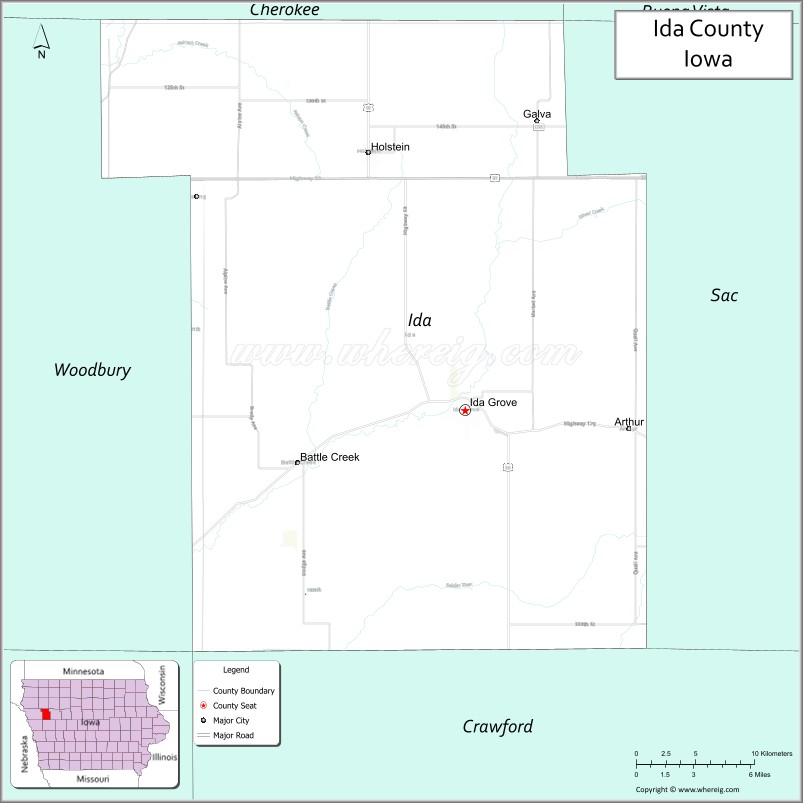 Map of Ida County, Iowa
