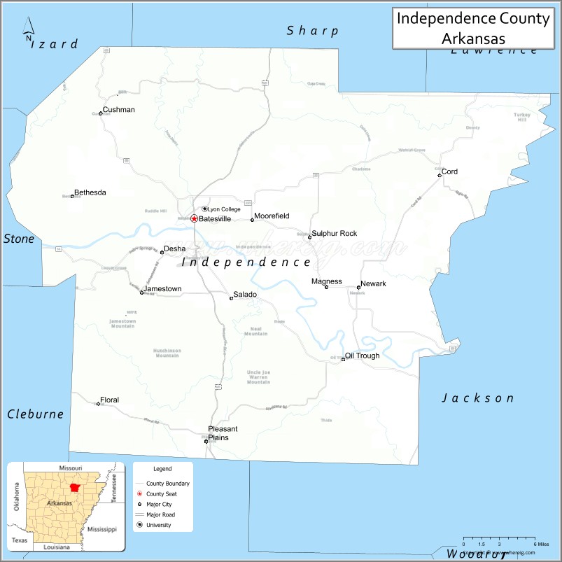 Map of Independence County, Arkansas