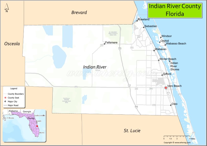 Map of Indian River County, Florida