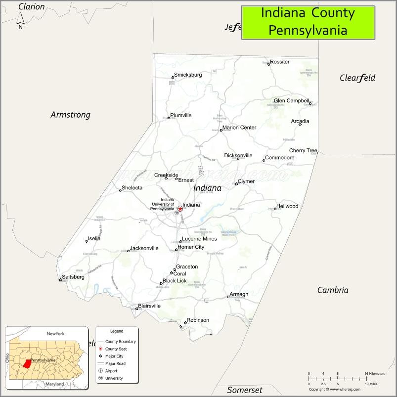 Map of Indiana County, Pennsylvania
