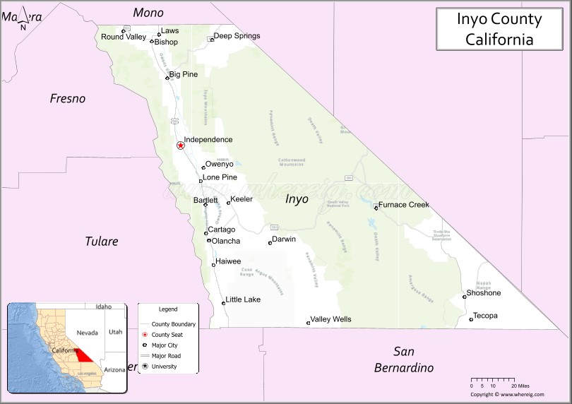 Map of Inyo County, California