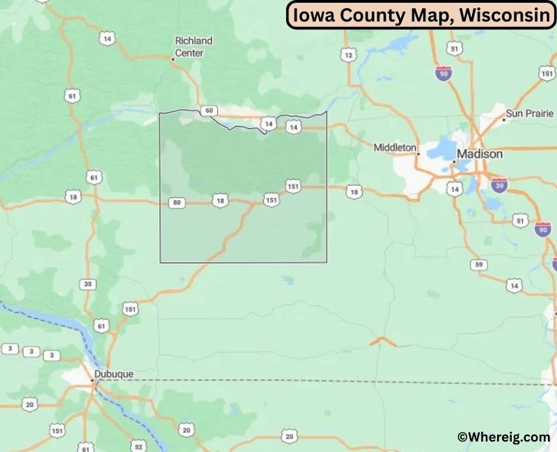 Map of Iowa County, Wisconsin