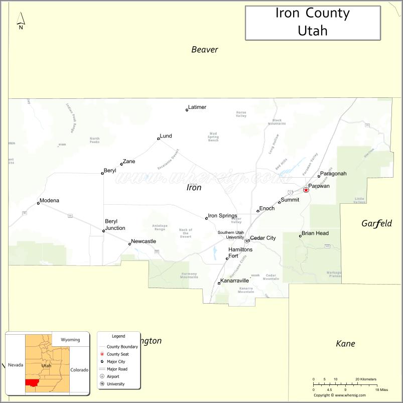 Map of Iron County, Utah
