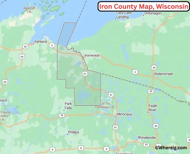 Map of Iron County, Wisconsin
