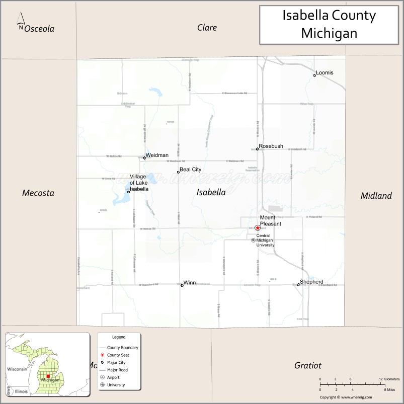 Map of Isabella County, Michigan