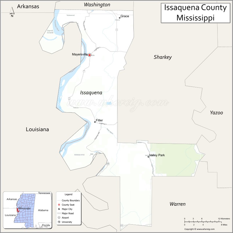Map of Issaquena County, Mississippi
