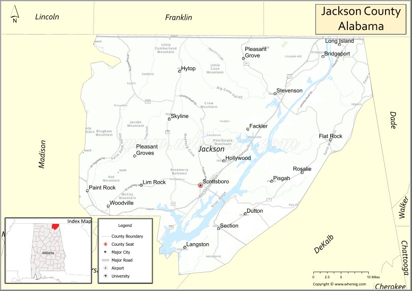 Map of Jackson County, Alabama